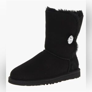 Ugg Women's Bailey Button Bling Boot in Black Suede Size 9.0 US